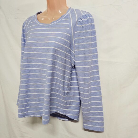 Veronica Beard Jean Mason Baseball Tee Women Size L Blue - Picture 14 of 16